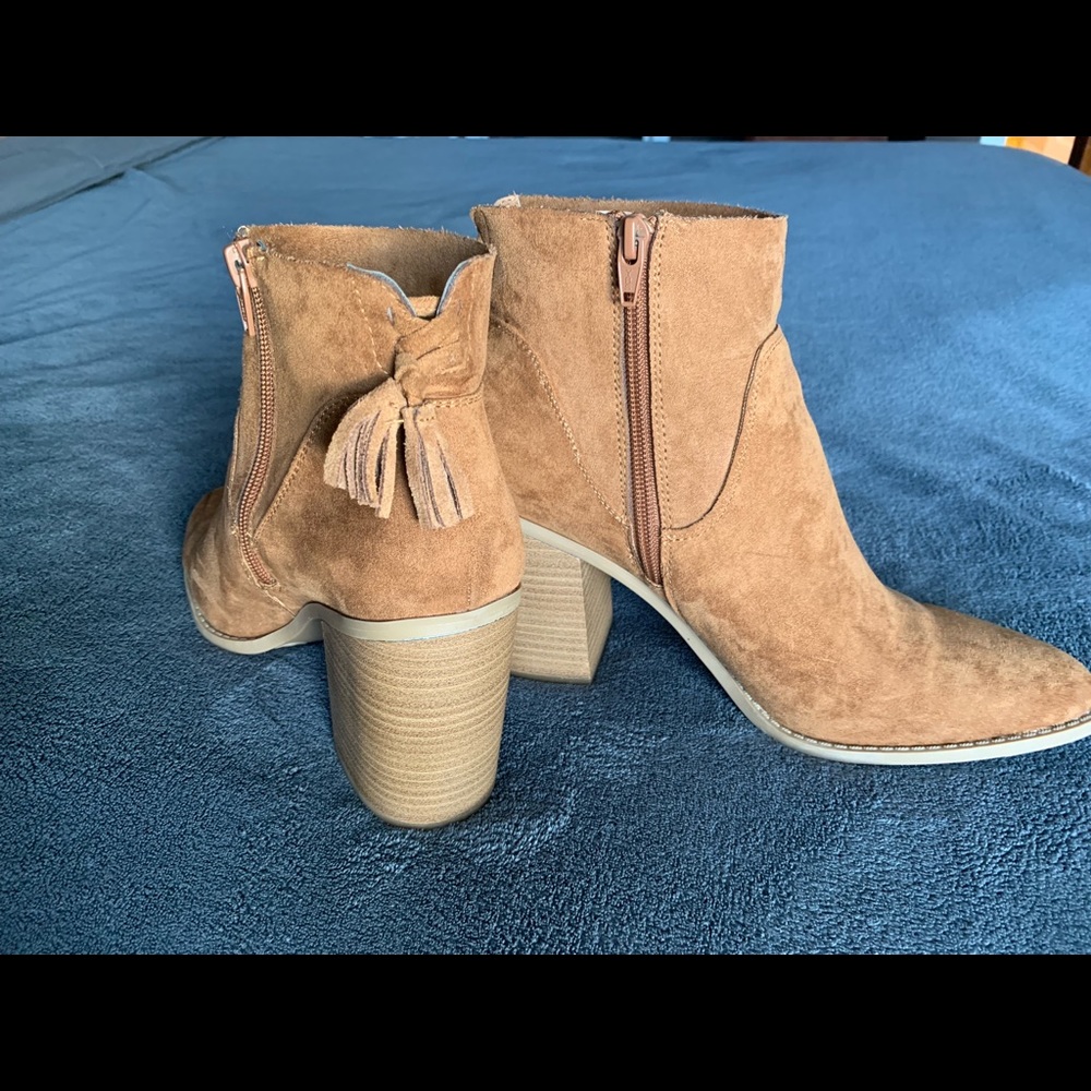 Suede block heeled booties